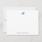 モダンScript Navy Blue Monogram ノートカード (正面)
