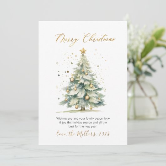 モダンScript Non Photo Christmas Tree シーズンカード (スタンド正面)