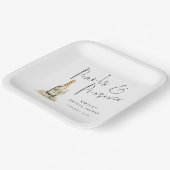 モダンScript PearlsとProseccoブライダルシャワー ペーパープレート (傾斜あり)