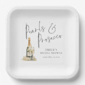 モダンScript PearlsとProseccoブライダルシャワー ペーパープレート (正面)