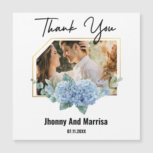 モダンScript Photoの磁気結婚カード (正面)