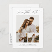 モダンScript Photoエレガント Collage日付の保存 案内ポストカード (正面/裏面)