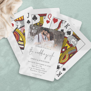 モダンScript Photoオーバーレイ結婚式招待状 トランプ