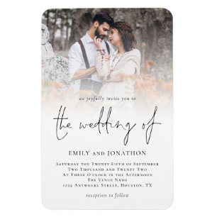 モダンScript Photoオーバーレイ結婚式招待状 マグネット