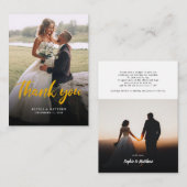モダンScript Photo数々の結婚's Thank You ノートカード (正面/裏面)