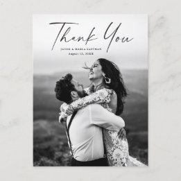 モダンScript Photo結婚's Thank You ポストカード