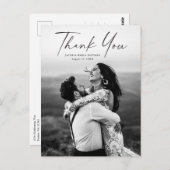モダンScript Photo結婚's Thank You ポストカード (正面/裏面)