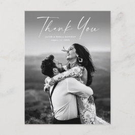 モダンScript Photo結婚's Thank You ポストカード