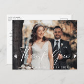 モダンScript Photo結婚's Thank you ポストカード (正面/裏面)