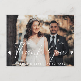 モダンScript Photo結婚's Thank you ポストカード