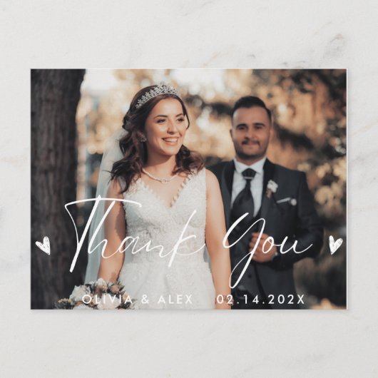 モダンScript Photo結婚's Thank you ポストカード (正面)