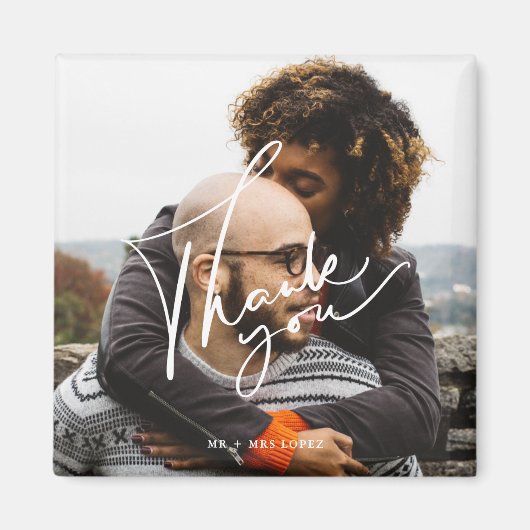 モダンScript Photo結婚's Thank You マグネット (正面)