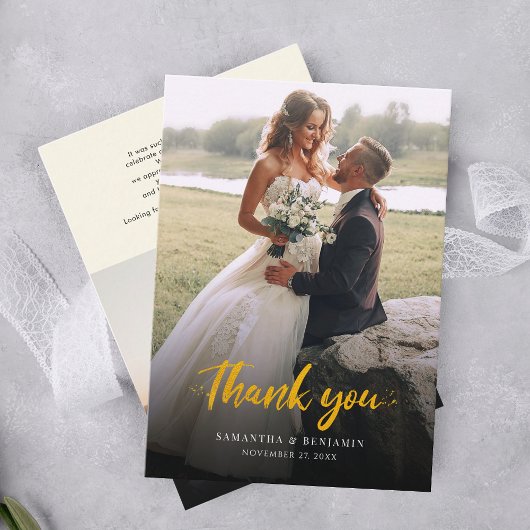 モダンScript Photo結婚's Thank You 名刺