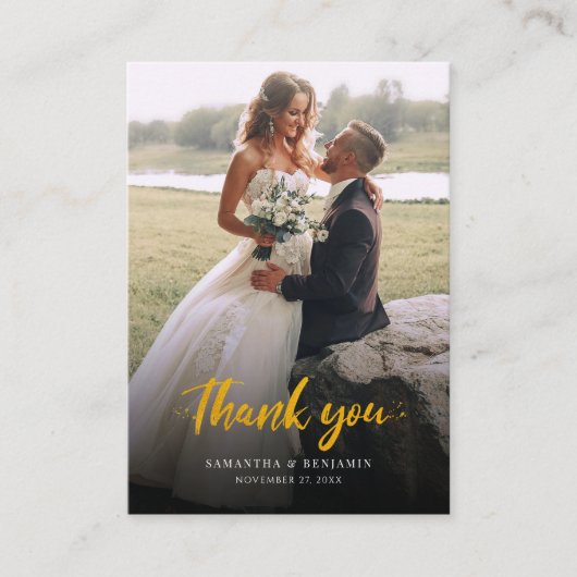 モダンScript Photo結婚's Thank You 名刺 (正面)