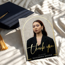 モダンScript Photo Arch Graduation Thank You 箔招待状ポストカード