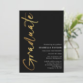 モダンScript Photo Black金ゴールド2025卒業 案内状 (スタンド正面)