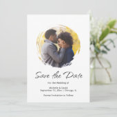 モダンScript Photo Boho Minimalist結婚 セーブザデート (スタンド正面)