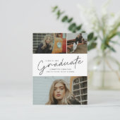 モダンScript Photo Collage卒業 インビテーションポストカード (スタンド正面)