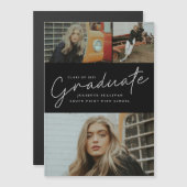 モダンScript Photo Collage卒業 マグネット招待状 (正面/裏面)