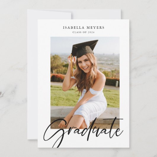 モダンScript Photo Collage卒業 招待状 (正面)