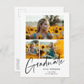 モダンScript Photo Collage卒業 案内ポストカード (正面/裏面)
