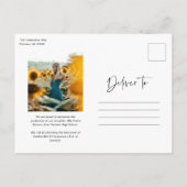 モダンScript Photo Collage卒業 案内ポストカード (裏面)