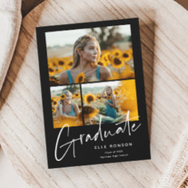 モダンScript Photo Collage卒業 案内状