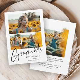 モダンScript Photo Collage卒業 案内状