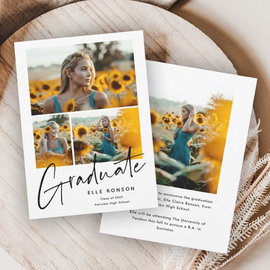 モダンScript Photo Collage卒業 案内状