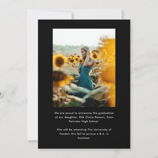 モダンScript Photo Collage卒業 案内状 (裏面)