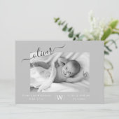 モダンScript Photo Collage新生児誕生 案内状 (スタンド正面)