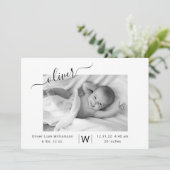 モダンScript Photo Collage新生児誕生 案内状 (スタンド正面)