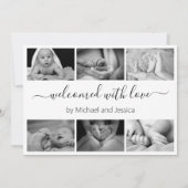 モダンScript Photo Collage新生児誕生 案内状 (裏面)