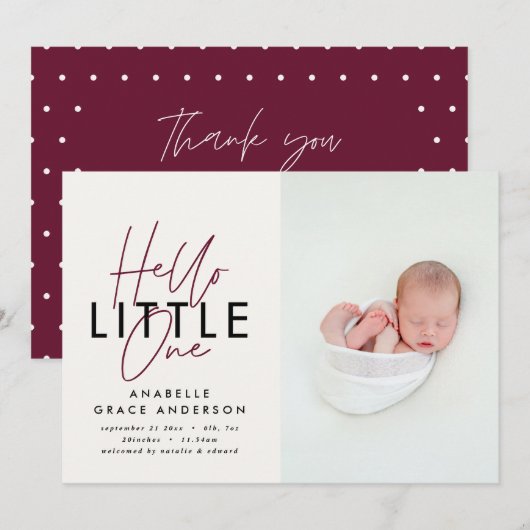 モダンscript photo hello little one (正面/裏面)