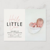 モダンscript photo hello little one 案内ポストカード (正面)