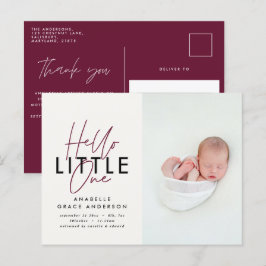 モダンscript photo hello little one 案内ポストカード