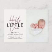 モダンscript photo hello little one 案内ポストカード (正面)