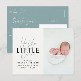 モダンscript photo hello little one 案内ポストカード