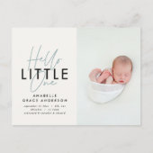 モダンscript photo hello little one 案内ポストカード (正面)