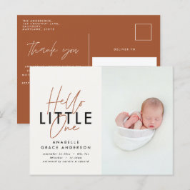 モダンscript photo hello little one 案内ポストカード