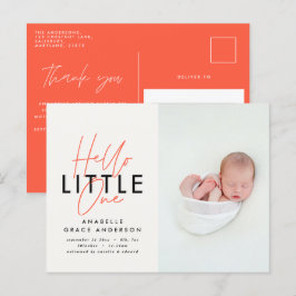モダンscript photo hello little one 案内ポストカード