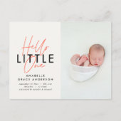 モダンscript photo hello little one 案内ポストカード (正面)