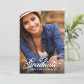 モダンScript Photo Overlay卒業招待状 招待状 (スタンド正面)