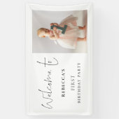 モダンScript Photo Welcome 1st Birthdayパーティー 横断幕 (縦)