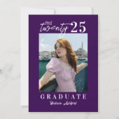 モダンScript Purple Photo Gradation Party 招待状 (正面)