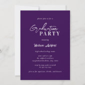 モダンScript Purple Photo Gradation Party 招待状 (裏面)