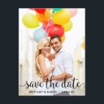 モダンScript Save the Date Photo ポストカード<br><div class="desc">スクリプモダント日付を保存カップル写真婚約発表はがき</div>