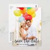 モダンScript Save the Date Photo ポストカード (正面/裏面)