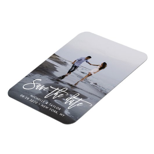 モダンScript Save the Date Photo マグネット (左側)