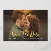 モダンSCRIPT SAVE THE DATE Photofoil Invita実在 箔招待状 (正面)